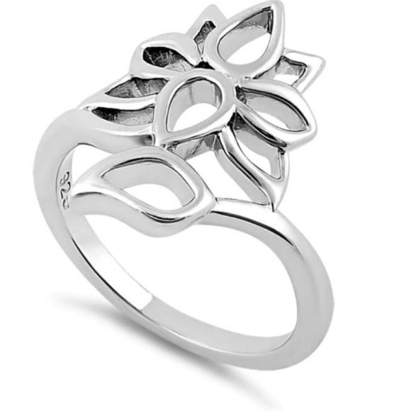 925 STERLING SILVER Large Lotus Flower Ring - Picture 16 of 16